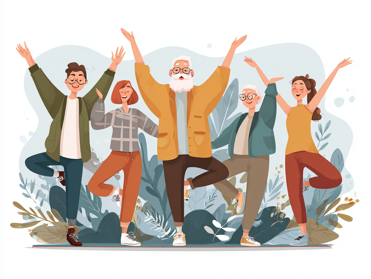 Különböző életkorú emberek aktív tevékenység közben